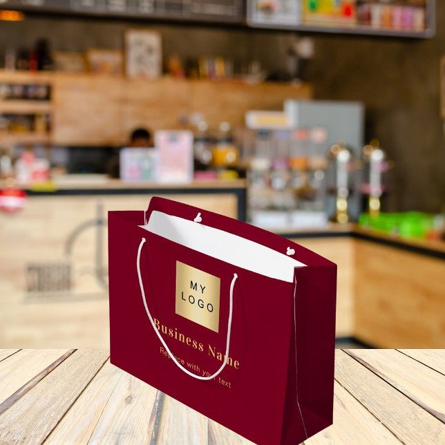 Burgundy logo entreprise nom sac d'achat papier (Créateur téléchargé)