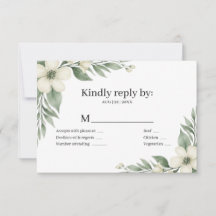 Burgundy Mariage RSVP Fleurs de Sages Vertes et Bl