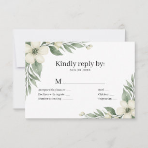 Burgundy Mariage RSVP Fleurs de Sages Vertes et Bl