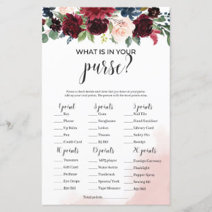 Burgundy marine floral ce qui est dans votre sac à