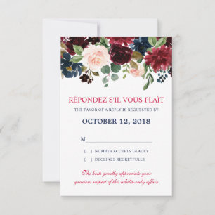 Burgundy Marine Rouge Floral Russe Boho RSVP