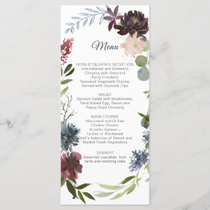 Burgundy Marsala Marine Green Menu Mariage