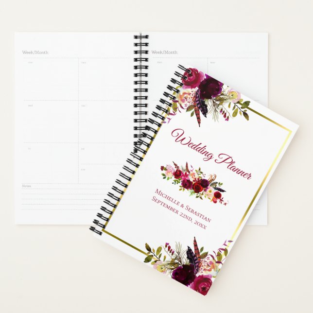 Burgundy Marsala Rustique Floral Chic Mariage (Devant avec enveloppe)