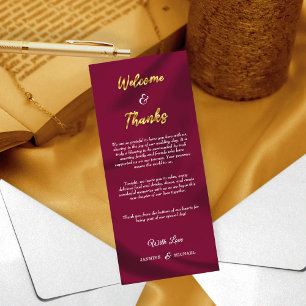 Burgundy minimaliste et Gold Script Bienvenue Merc