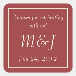Burgundy Monogrammed Wedding Favoriser les Sticker