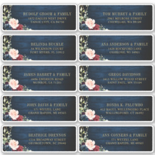 Burgundy Navy Blush Floral Étiquette de adresse gé
