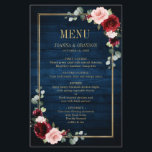 Burgundy Navy Blush Floral Mariage géométrique Men<br><div class="desc">Elégante et moderne carte de menu de mariage d'aquarelle géométrique et romantique dispose d'une belle bordeaux / marsala, rose rousse, pêche, roses d'aquarelle bleu marine avec feuillage assorti sur le bleu marine bois rustique arrière - plan et cadre or. Parfait pour un mariage d'automne/mi-été. S'il vous plaît trouver d'autres modèles...</div>
