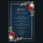 Burgundy Navy Blush Floral Mariage géométrique Men<br><div class="desc">Elégante et moderne carte de menu de mariage d'aquarelle géométrique et romantique dispose d'une belle bordeaux / marsala, rose rousse, pêche, roses d'aquarelle bleu marine avec feuillage assorti sur le bleu marine bois rustique arrière - plan et cadre or. Parfait pour un mariage d'automne/mi-été. S'il vous plaît trouver d'autres modèles...</div>