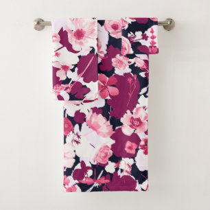 Burgundy Navy Blush White Modern Floral