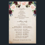 Burgundy Navy Floral Rustic Boho Wedding Programme<br><div class="desc">Aquarelle bordeaux rouge marine rousse rose rousse pays classe carte de programme de mariage floral modèle avec feuillage botanique vert et feuilles eucalyptus en arrière - plan en bois. Ce magnifique design facile à customiser peut s'adapter facilement à vos couleurs, styles et thèmes mariages et il est un choix parfait...</div>
