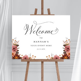 Burgundy Pink Peach Floral Toute Affiche de bienve