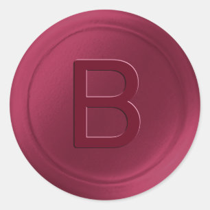 Burgundy Pink Single Letter Wax Seal Look Sticker