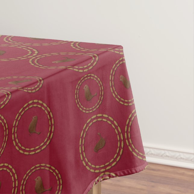 Burgundy profonde Oiseaux rouges Motif Nappe de va (In Situ)