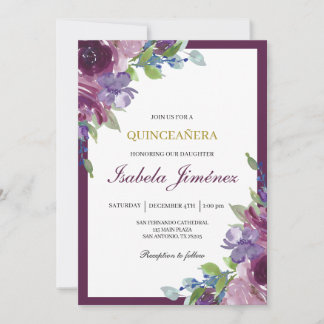 Burgundy quinceañera invitation