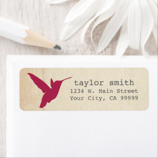 Burgundy Red Hummingbird Retour Adresse Étiquettes