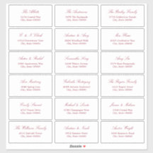Burgundy Script 18 Étiquettes de adresse invités
