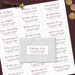 Burgundy Script Mariage Étiquette de adresse invit