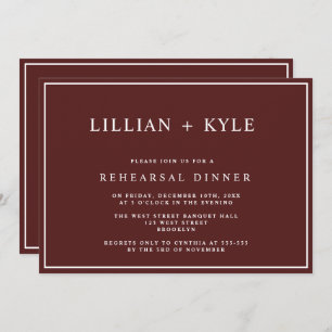 Burgundy Simple Chic Rehearer Dîner Invitation