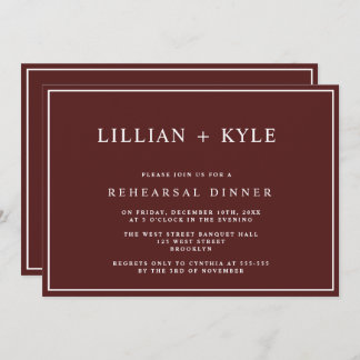 Burgundy Simple Chic Rehearer Dîner Invitation