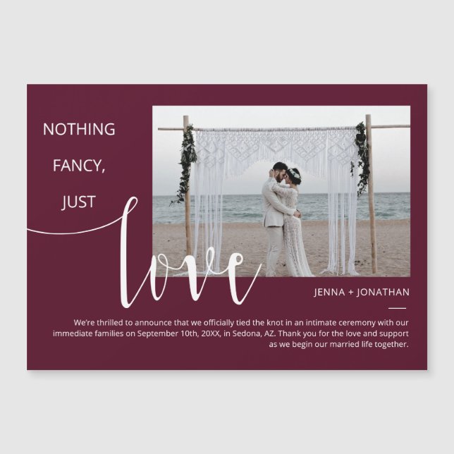 Burgundy Simple Moderne Minimale Script Magnet Pho (Devant)