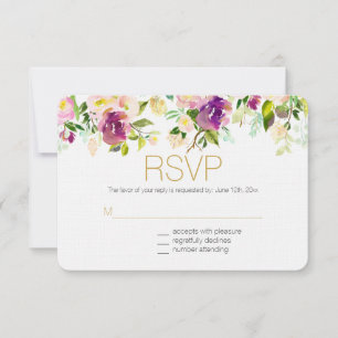 Burgundy Vin et floral aquarelle rose RSVP