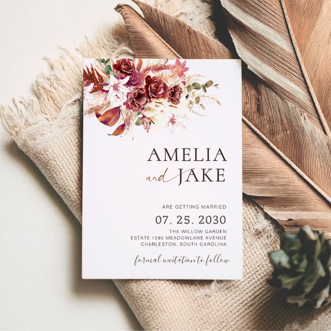 Burgundy We’re Getting Married Save the Date  (Créateur téléchargé)