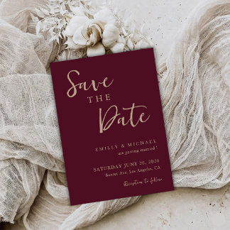 Burgundy Wedding Save The Date Elegant Custom 