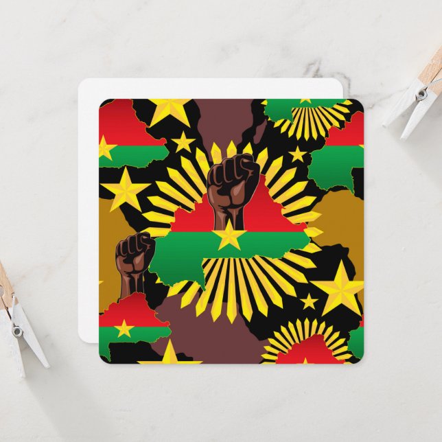 Burkina Faso Carte, drapeau et première révolution (Devant/Arrière en situation)