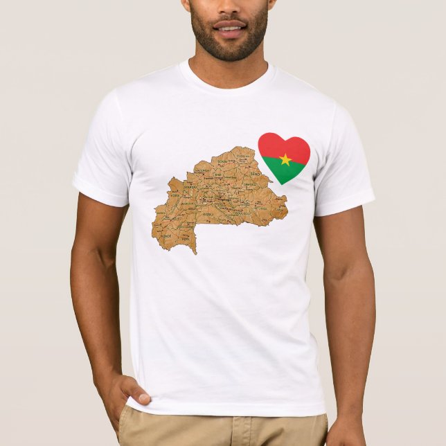 Burkina Faso Drapeau Coeur et carte T-shirt (Devant)