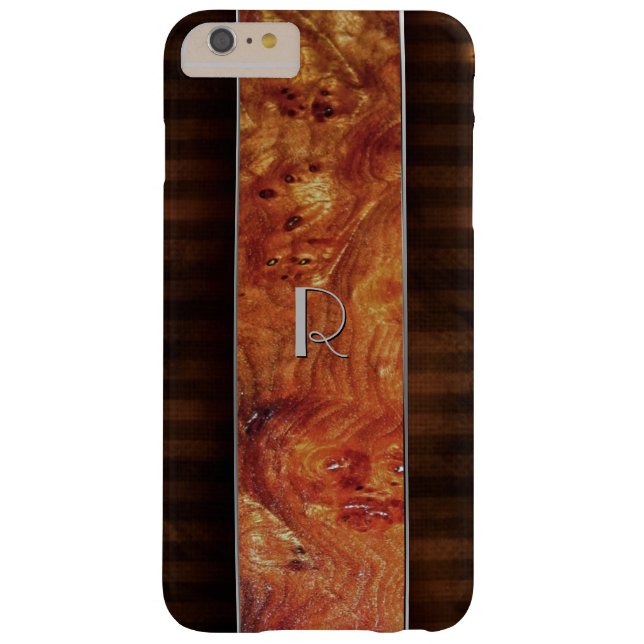 Burl Wood Look Monogrammed iPhone 6 Plus Coque (Dos)