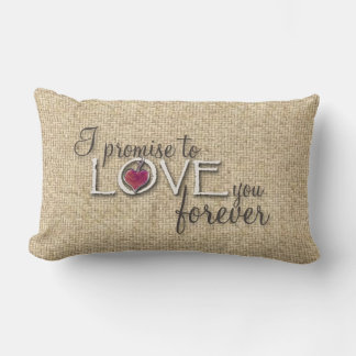 Burlap amour promet mariage coussin décoratif