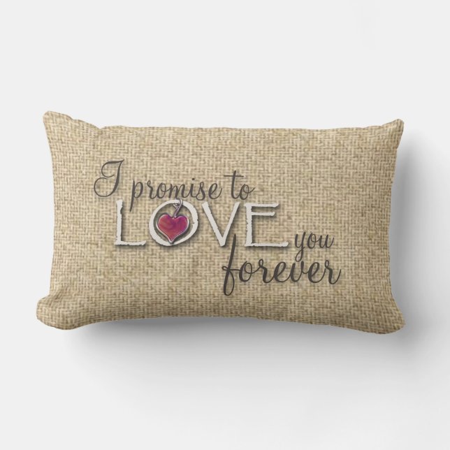 Burlap amour promet mariage coussin décoratif (Recto)