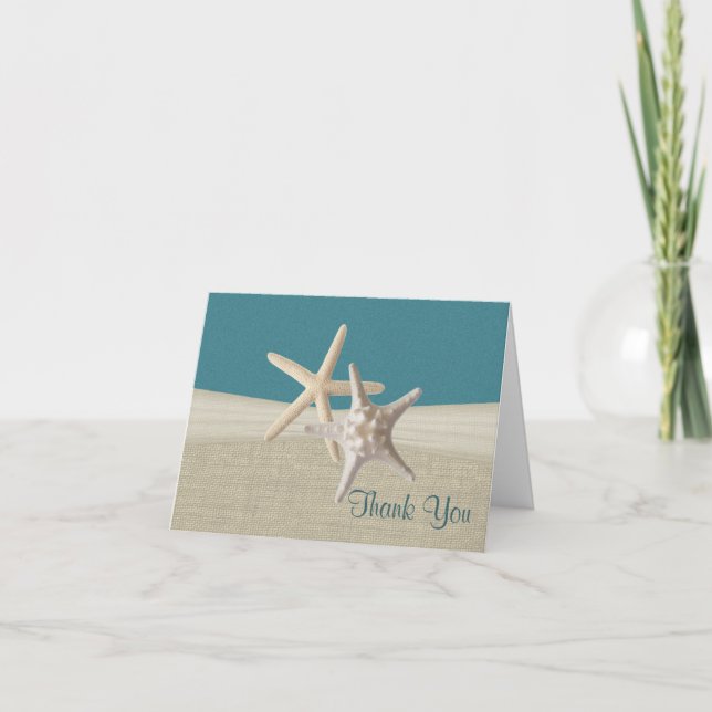 Burlap de plage et Starfish Merci Turquoise (Devant)