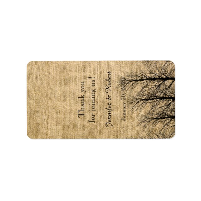 Burlap et Birch Posh Mariage Étiquette de lèvres (Devant)