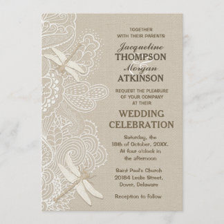 Burlap et dentelle Faire-part de mariage rustique