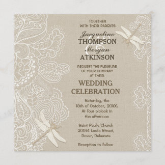 Burlap et dentelle Faire-part de mariage rustique