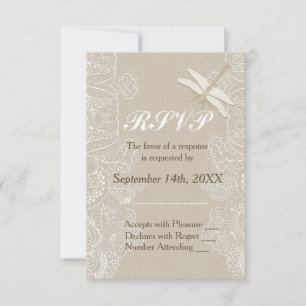 Burlap et dentelle Mariage rustique RSVP