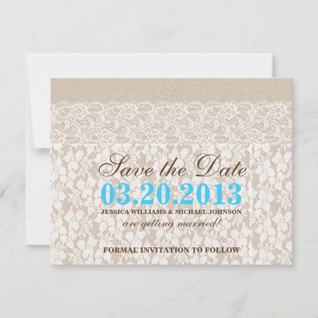 Burlap et dentelle | Save the date (Devant)