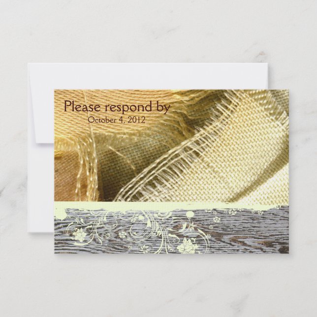 Burlap et Wood Country RSVP avec enveloppe (Devant)