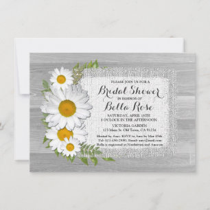 Burlap fleur marguerite invitation à la douche nup