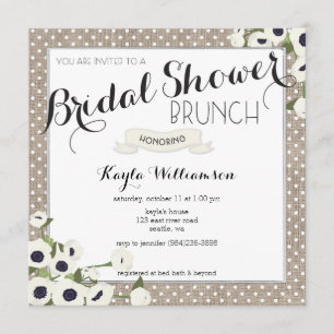 Burlap Flowers Fête des mariées Brunch Invitation