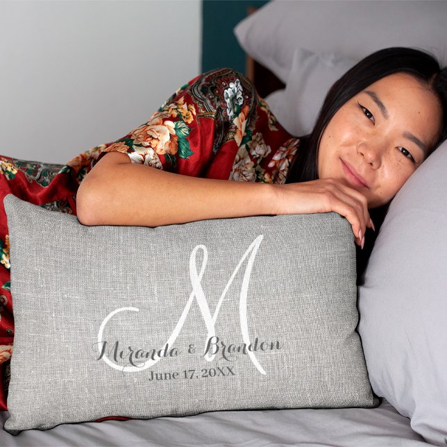 Burlap gris rustique personnalisé Imprimer Coussin (Créateur téléchargé)