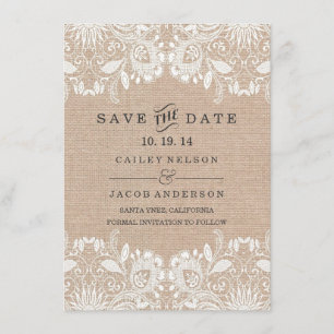 Burlap & Lace Enregistrer La Carte Date