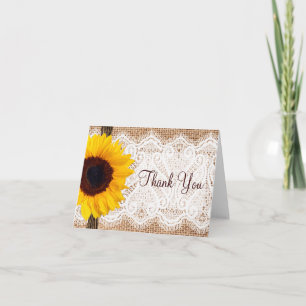Burlap Lace Tournesol Merci Cartes