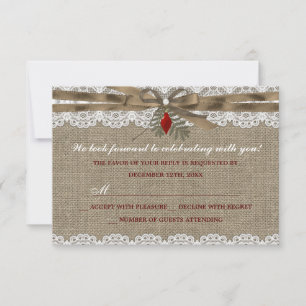 Burlap & Lace Vintage Christmas Party RSVP