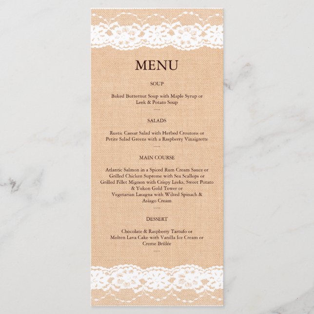 Burlap léger et menu dentelle Vintage 2 (Devant)