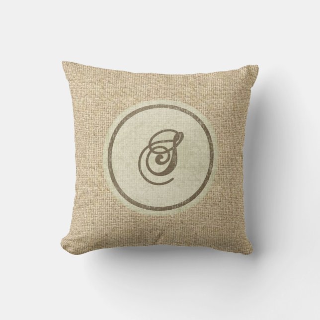 Burlap lettre rustique S coussin décoratif (Recto)