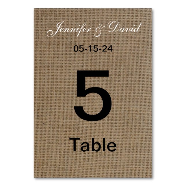 Burlap Look Mariage Cartes Numéro de tableau (Par défaut)