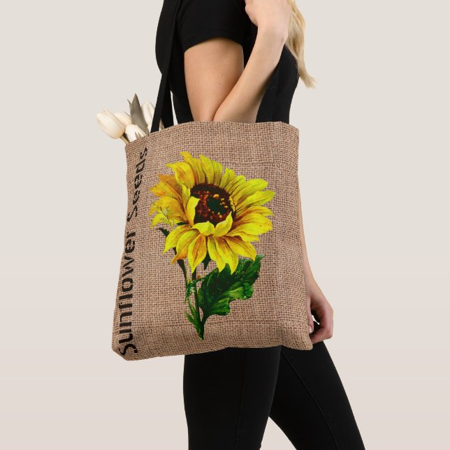 Burlap Look Sac fourre-tout tournesol (De près)