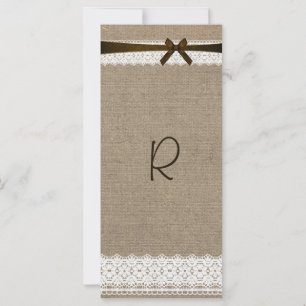 Burlap rustique et carte rack du programme de dent